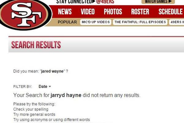 A screen grab from 49ers.com. Who is Jared Wayne?