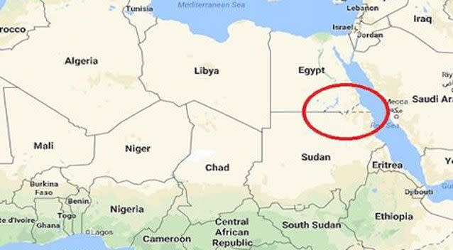 Bir Tawil is a 2000-square-kilometre strip of land between Egypt and Sudan. Source: Yahoo UK