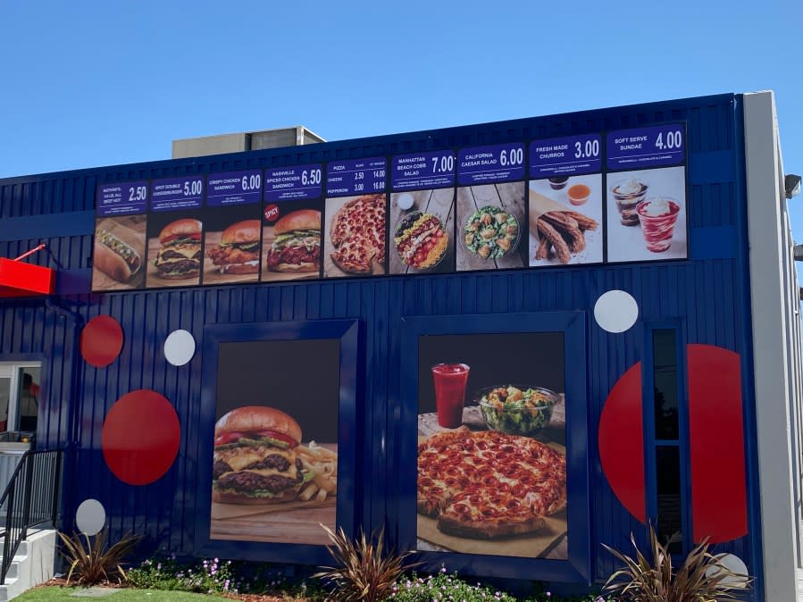 Skechers has opened an elevated concession stand at its outlet store in Gardena and the project has become an overnight success. (KTLA)