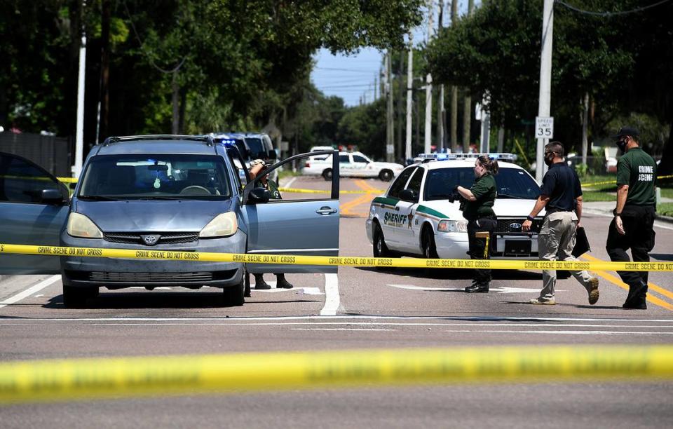 Sheriff Rick Wells wants to install smart devices in some Manatee neighborhoods to detect gunshots. A shooting on US 41 in this 2020 file photo.