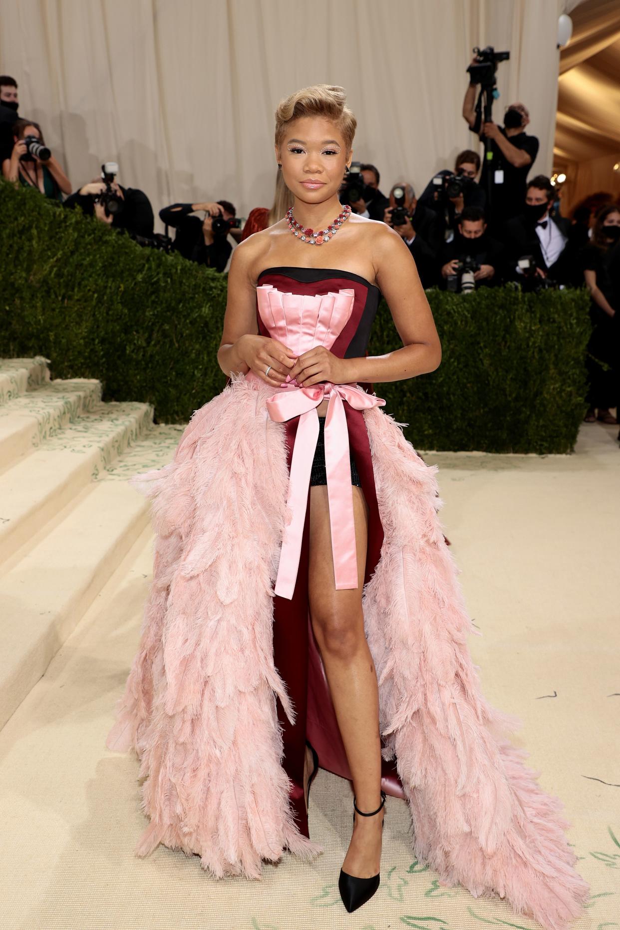 Storm Reid attends The 2021 Met Gala Celebrating In America: A Lexicon Of Fashion at Metropolitan Museum of Art on Sept. 13, 2021 in New York.