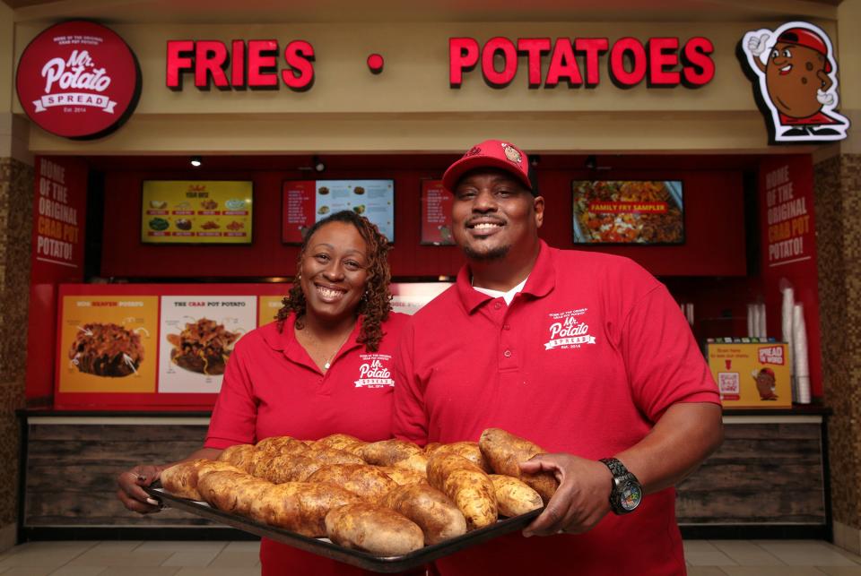 Lakita and Aaron Spann, co-founders/owners of Mr. Potato Spread gourmet stuffed potatoes, are opening a restaurant at River City Marketplace.