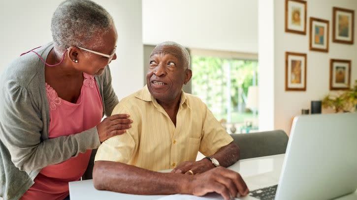 A retired couple discusses their finances. 