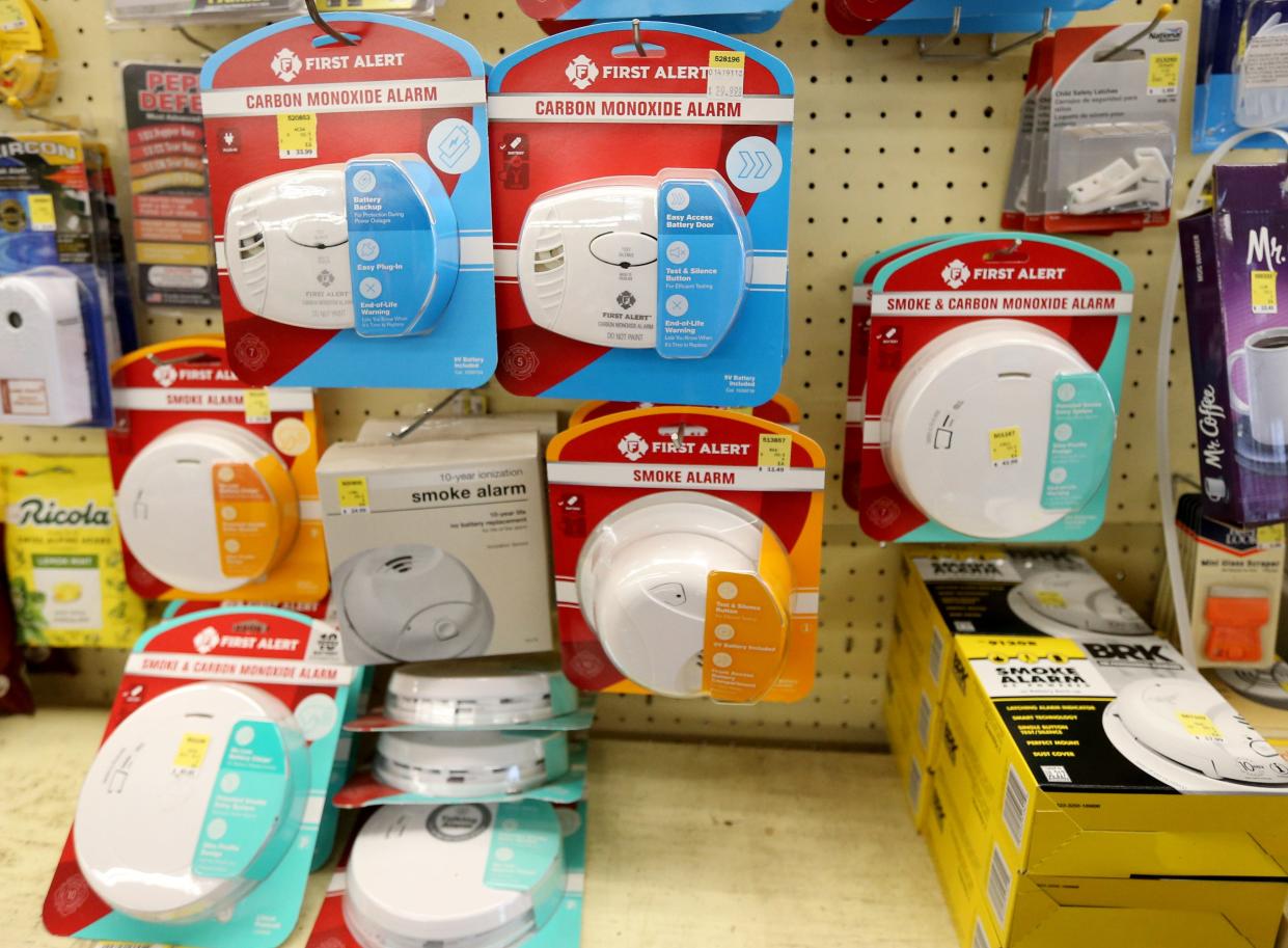 A variety of smoke detectors and carbon monoxide detectors are available Tuesday, Jan. 23, 2024, at hardware stores like Builders Store on Mishawaka Avenue in South Bend.