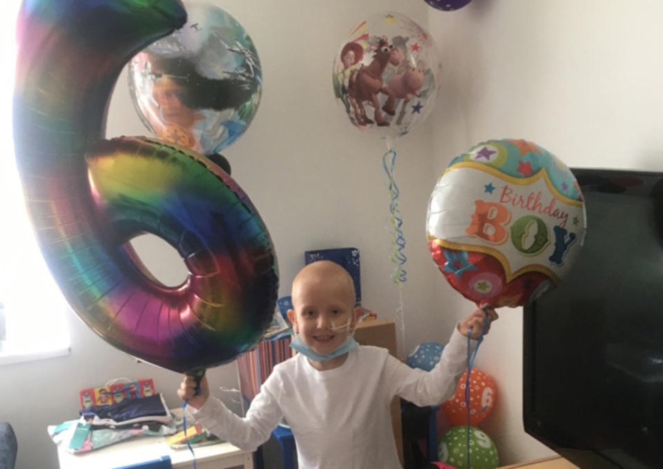 Tommy Webster celebrates his sixth birthday at home in June 2020. (PA Real Life/Collect) 