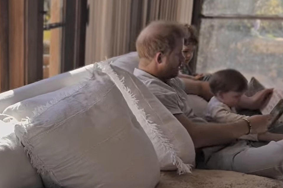 Prince Harry with Archie and Lili