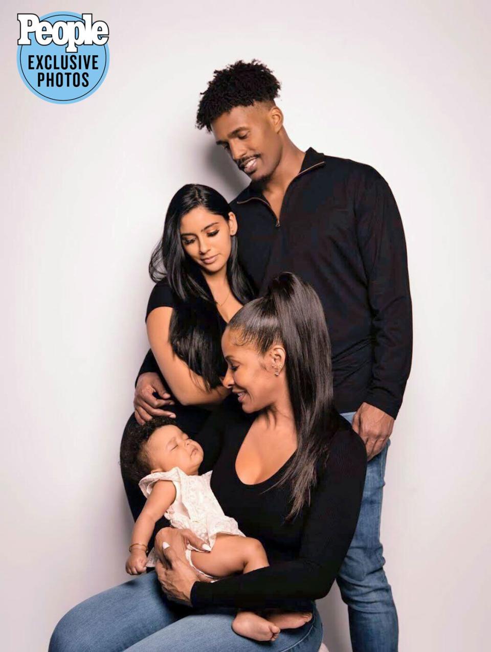 Gregory Rooks Shereé Whitfield with granddaughter Mecca Joie, son Kairo Whitfield and his girlfriend, Alina Baber