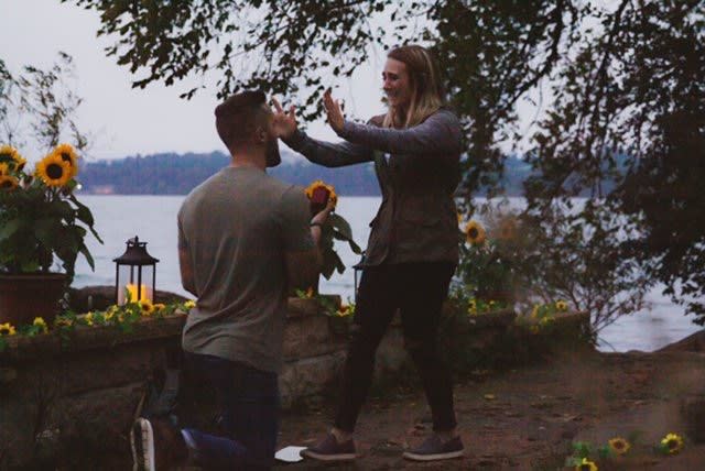 Rachel and Andrew's engagement moment. [Photo: Therese Merkel]