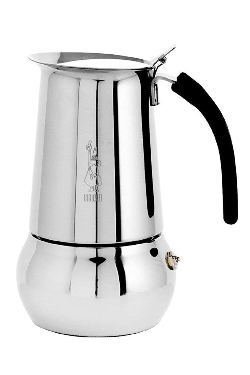 <p><strong>Bialetti</strong></p><p>amazon.com</p><p><strong>$45.06</strong></p><p><a href="https://www.amazon.com/dp/B000SSMS72?tag=syn-yahoo-20&ascsubtag=%5Bartid%7C10063.g.34824549%5Bsrc%7Cyahoo-us" rel="nofollow noopener" target="_blank" data-ylk="slk:Shop Now;elm:context_link;itc:0;sec:content-canvas" class="link ">Shop Now</a></p><p>Stainless steel espresso coffee makers don't get any chicer than the Bialetti Kitty. </p>