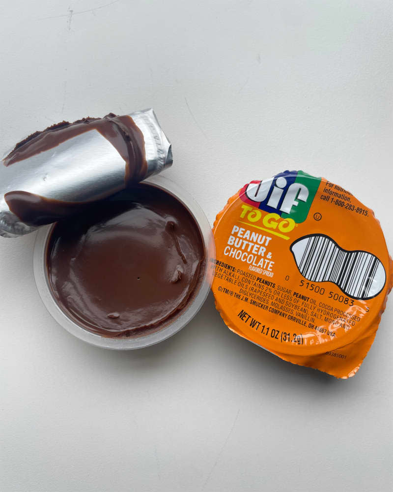 Jif peanut butter and chocolate to go cups.