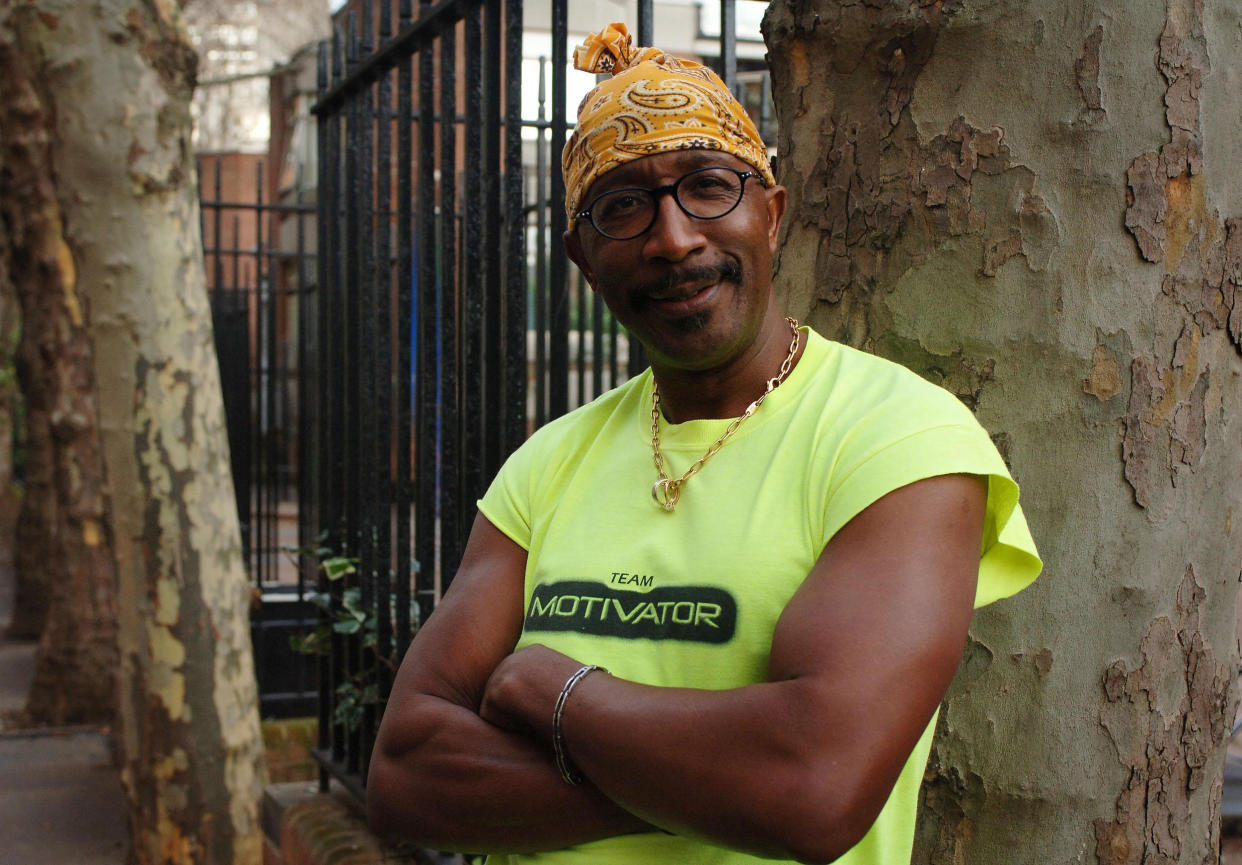 Derrick Errol Evans, 47, also known as television personality and exercise instructor "Mr Motivator," poses in Pimlico, London, whilst promoting his new fitness video.   (Photo by Clara Molden - PA Images/PA Images via Getty Images)