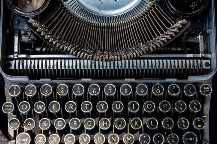 close up of a typewriter