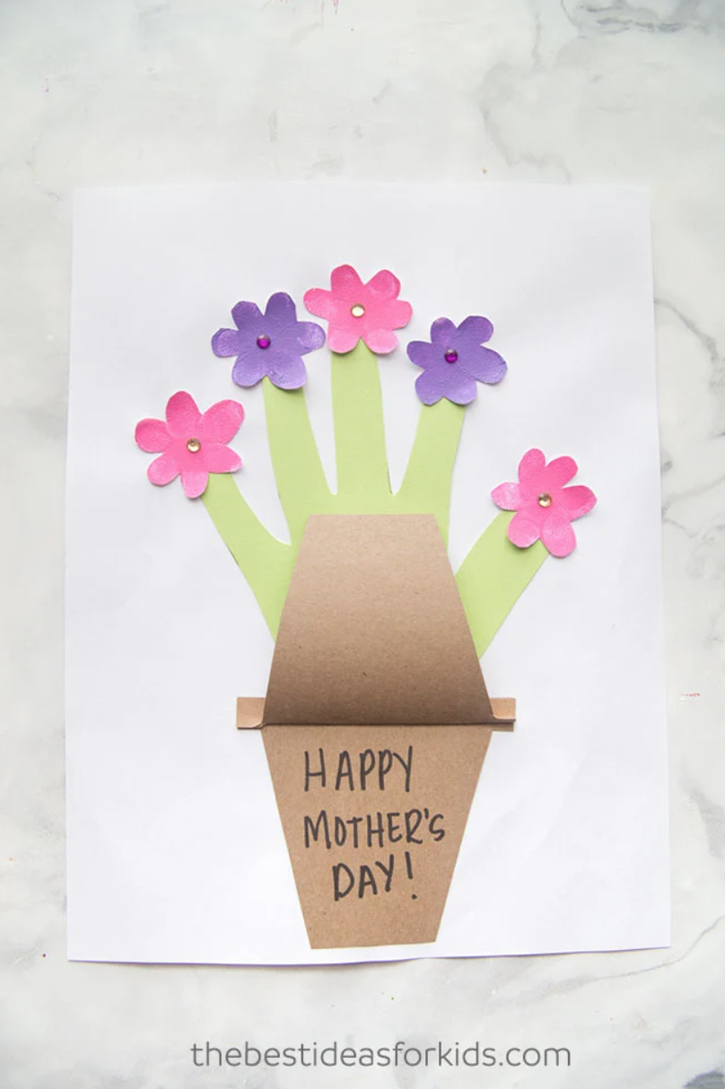 mothers day crafts for kids flower pot card