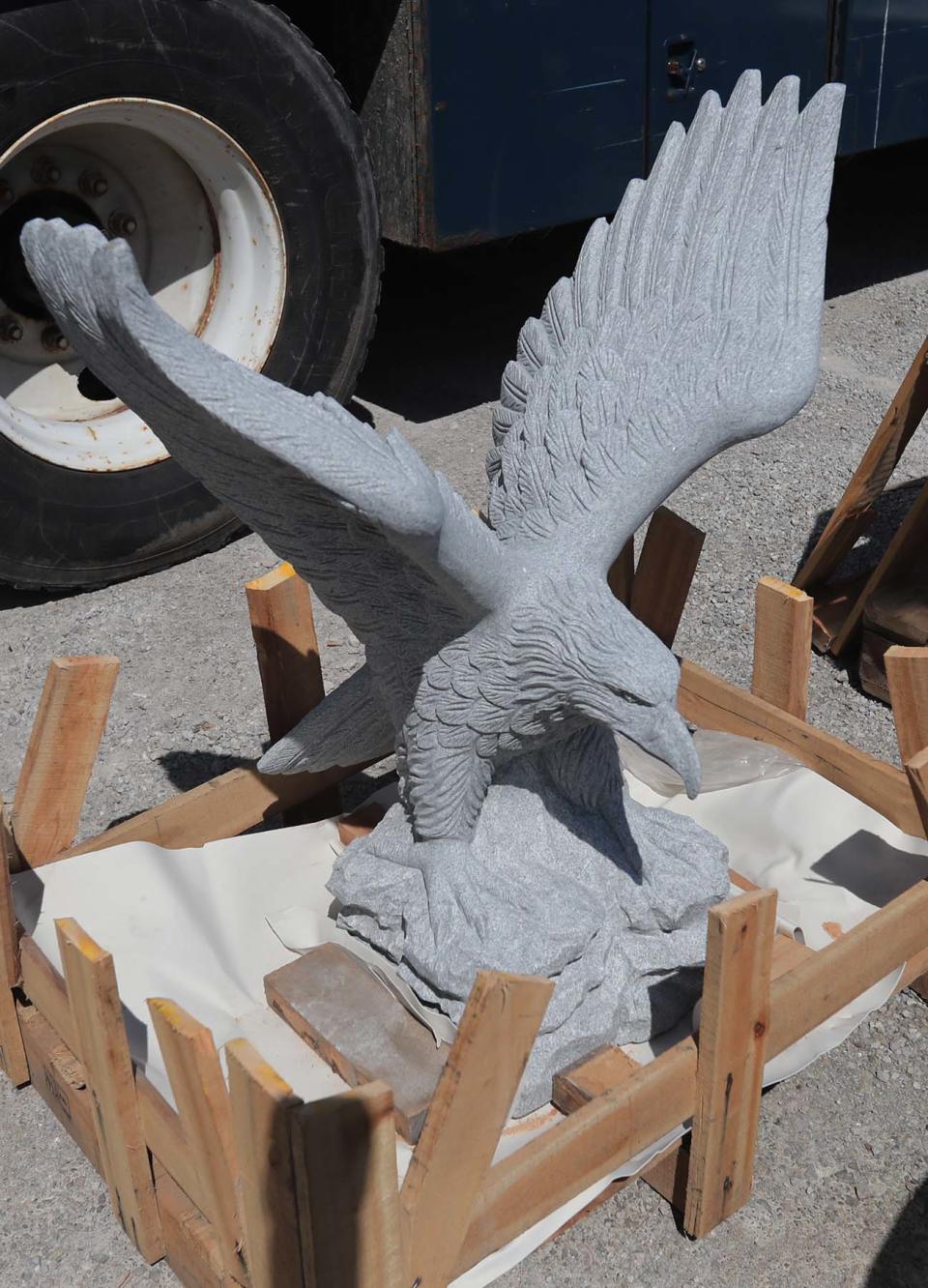 This eagle will be placed atop the granite marker for Howard Woodford, a WWII war hero from Barberton.
