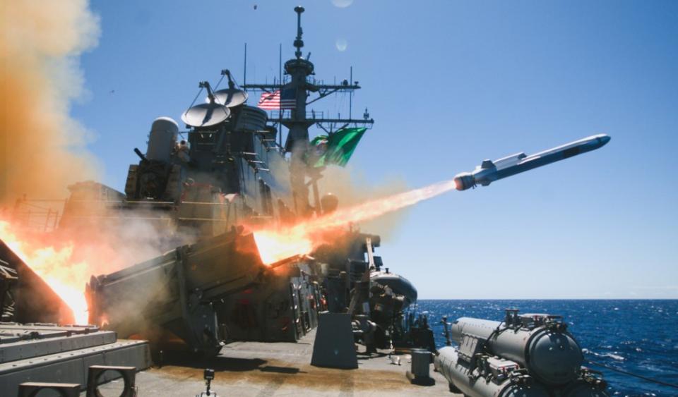 The <em>Arleigh Burke</em> class destroyer USS<em> Fitzgerald</em> fires an NSM anti-ship cruise missile during RIMPAC 2024. <em>USN</em> Petty Officer 2nd Class Jordan Jennings