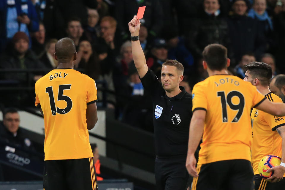 Boly was shown a straight red card in the 70th minute