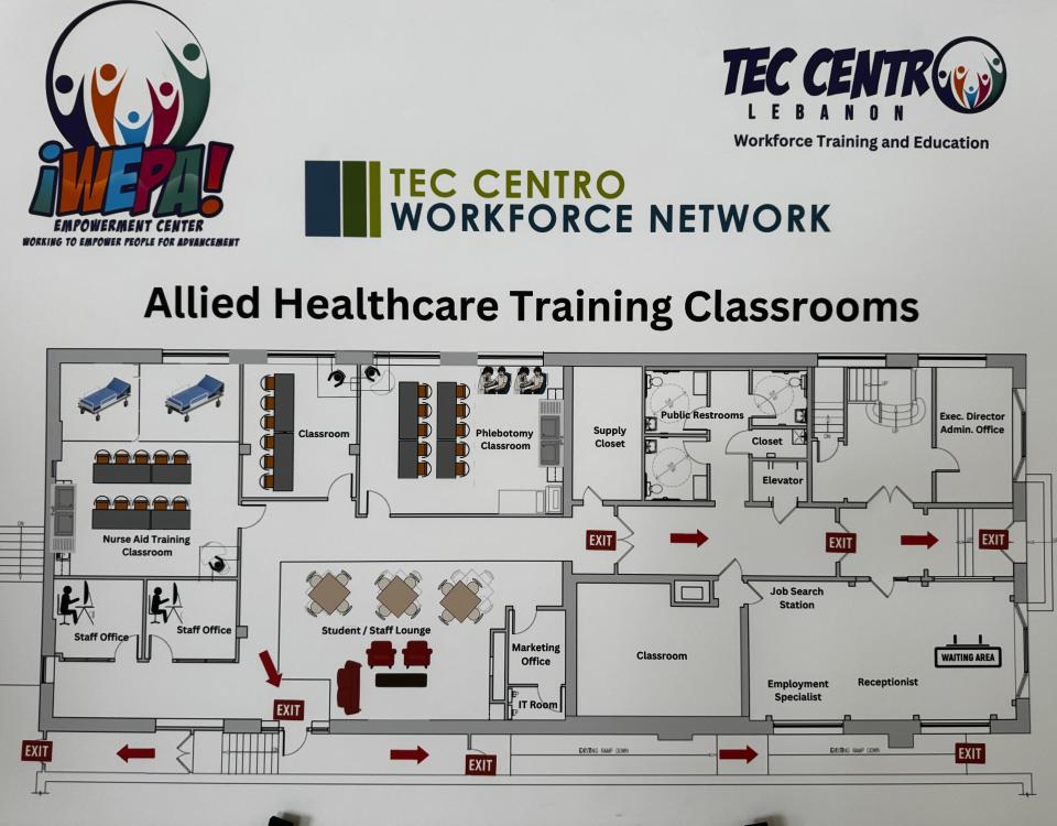 Once complete, the allied healthcare training classrooms will provide space for nurse aid, phlebotomy, medical assistants and healthcare office assistant trainings.