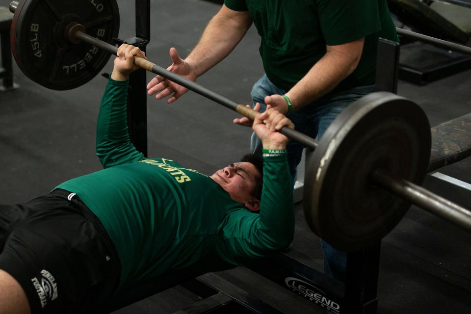 Jayden Hadzovic of Pinelands is a star offensive tackle who currently has numerous offers from D1 college programs. Hadzovic spends time in the weight room. 
Tuckerton, NJ
Friday, April 26, 2024
