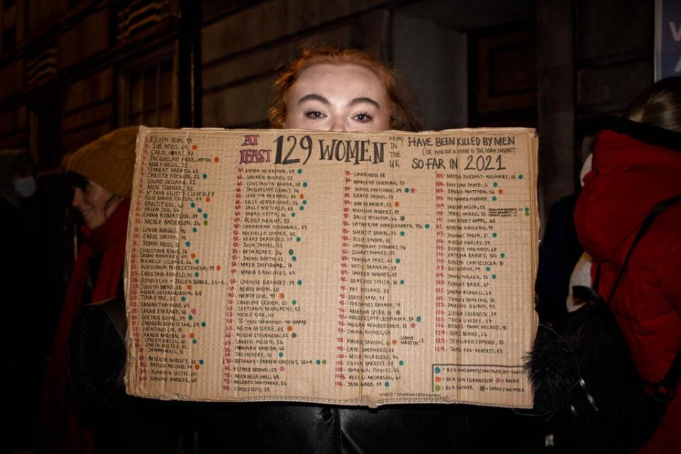 A Reclaim the Night protester in London (Angela Christofilou)