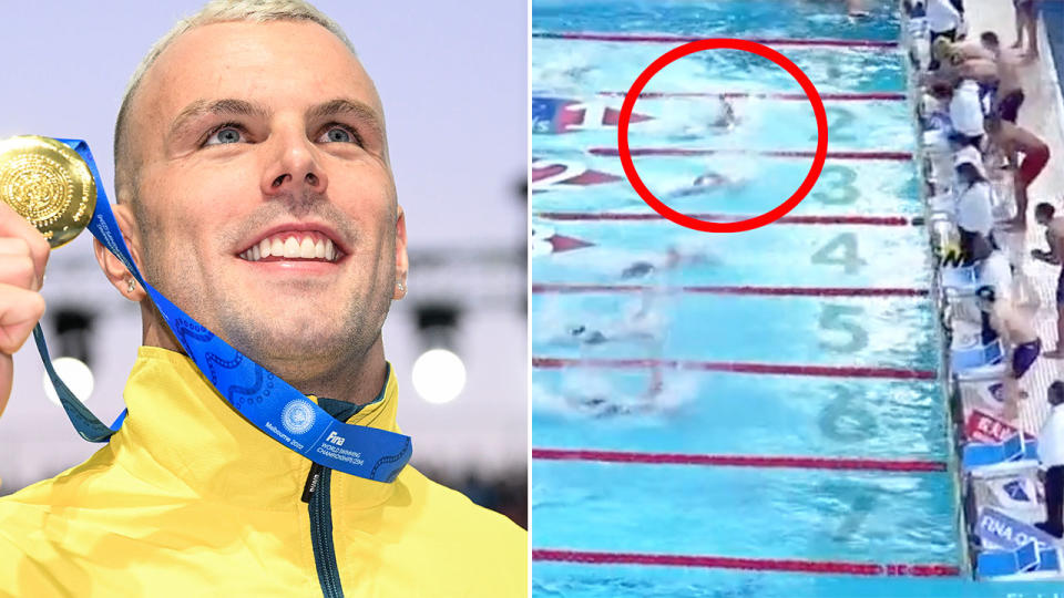 Seen here, Kyle Chalmers poses with one of his gold medals at the short course world championships.