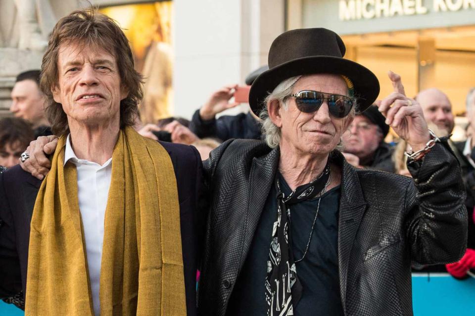 <p>Brian Rasic/Getty </p> Mick Jagger and Keith Richards in London in April 2016