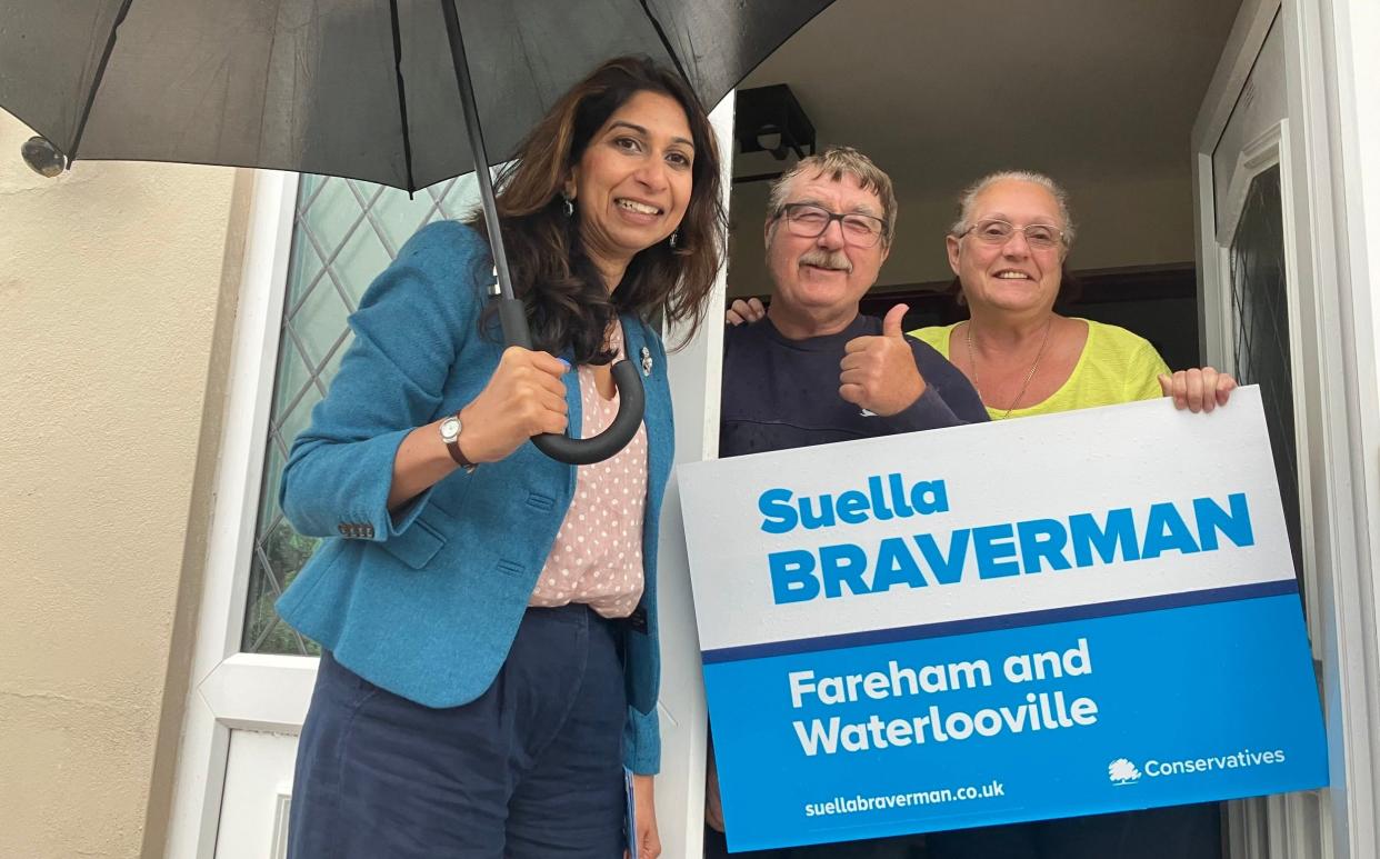 Suella Braverman on the campaign trail in the constituency of Fareham and Waterlooville