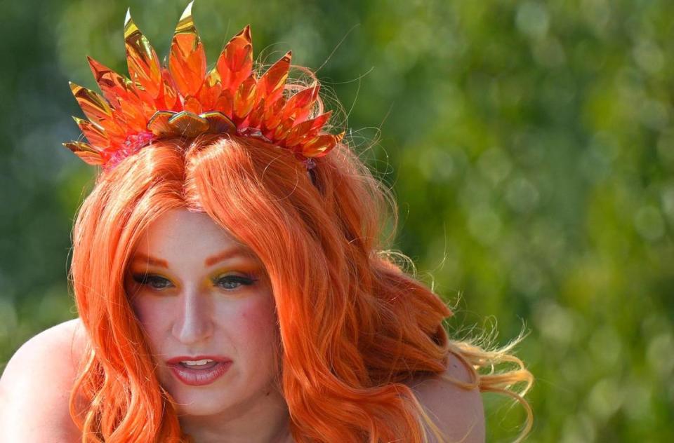 In costume as Mermaid Nellie, Aurora Rose Watkins, 29, is founder and owner of The Storybook Forest, a character-driven party and events company, that specializes in entertaining children. Tammy Ljungblad/tljungblad@kcstar.com