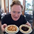 <p>This is my 7th day in #Israel, my body is 62% hummus. #ConanIsrael (Photo: Conan O’Brien via Twitter) </p>