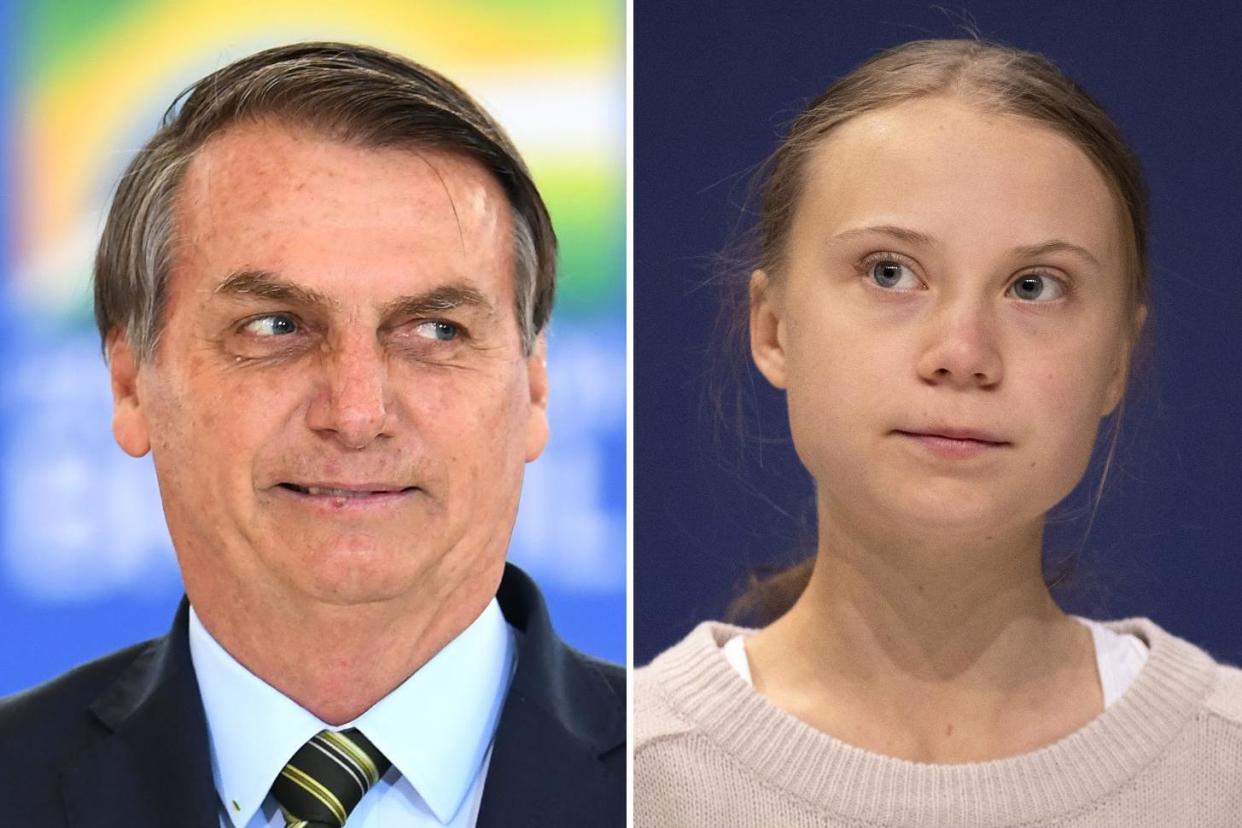 Brazilian President Jair Bolsonaro and Greta Thunberg: AFP/Getty Images