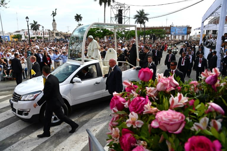 Pope Francis at the Cathedral of Trujillo in the northwestern Peruvian city