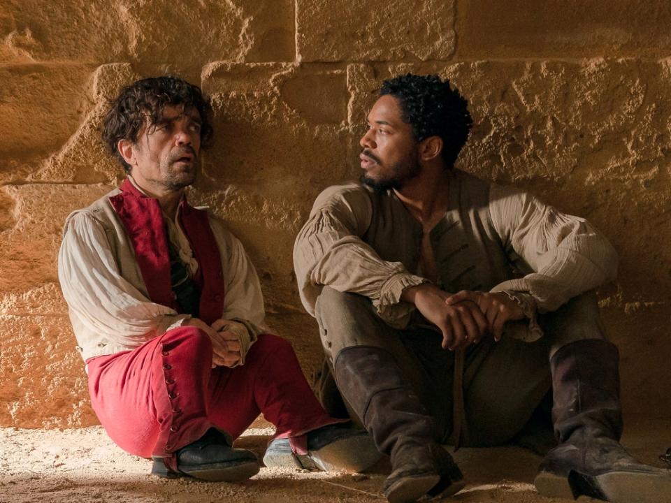Peter Dinklage and Kelvin Harrison Jr in ‘Cyrano’ (Peter Mountain/MGM)