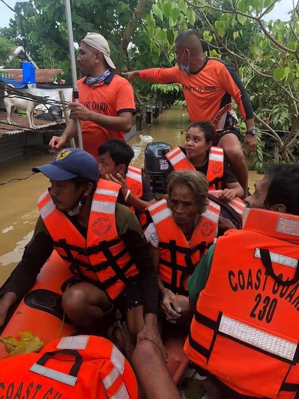 Philippine Coast Guard conduct a rescue operation following Typhoon Vamco in the Cagayan Valley region