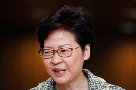 Hong Kong's Chief Executive Carrie Lam attends a news conference in Hong Kong