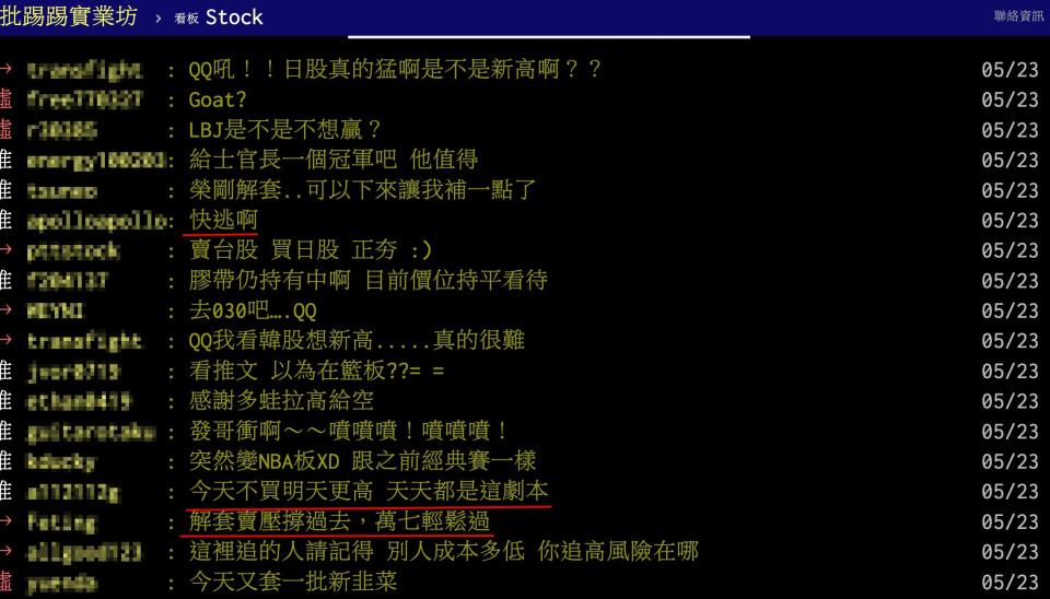 台股連續5日上漲，今日在平盤附近震盪，接下來的走勢引起網友熱議（圖／翻攝自PTT）