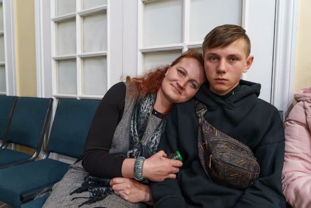 PHOTO: Artem Gutorov and his mother, Natalia Zhodnykj, in an undated handout photo from Save Ukraine. (Save Ukraine)