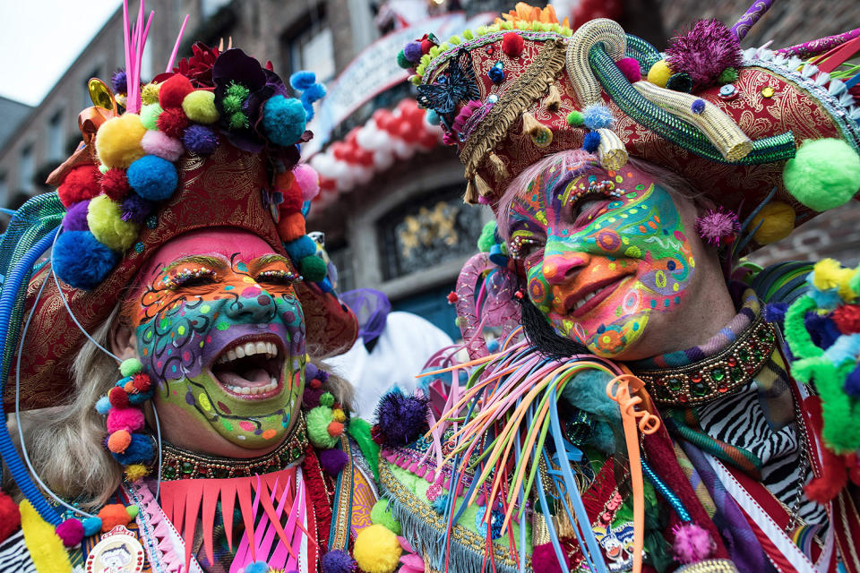 <p>Carnival revellers celebrate the start of their hot season on Women’s Carnival, Feb. 23, 2017, in Duesseldorf, western Germany. (Photo: Federico Gambarini/AFP/Getty Images) </p>