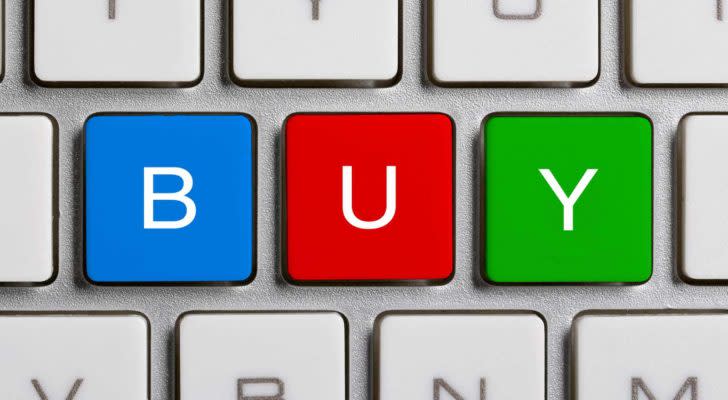 high-growth stocks an image of "Buy" on colorful buttons of the keyboard