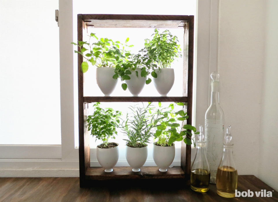 <body> <p>Get a fresh-grown garden without sacrificing any valuable space when you <a rel="nofollow noopener" href=" http://www.bobvila.com/articles/diy-herb-garden-diy-lite/?bv=yahoo" target="_blank" data-ylk="slk:craft an in-window vertical gardening setup;elm:context_link;itc:0;sec:content-canvas" class="link ">craft an in-window vertical gardening setup</a>. This slim wood structure fits up to six varieties of herbs to enliven your meals all season long—and keep your kitchen feeling bright and vibrant. </p> <p><strong>Related: <a rel="nofollow noopener" href=" http://www.bobvila.com/slideshow/growing-up-10-inventive-diy-vertical-gardens-47547?bv=yahoo" target="_blank" data-ylk="slk:Growing Up—10 Inventive DIY Vertical Gardens;elm:context_link;itc:0;sec:content-canvas" class="link ">Growing Up—10 Inventive DIY Vertical Gardens</a> </strong> </p> </body>