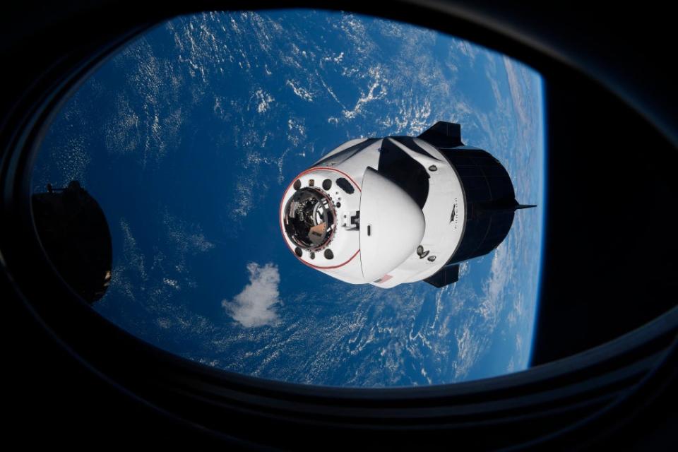 In this Saturday, April 24, 2021, file photo made available by NASA, the SpaceX Crew Dragon capsule approaches the International Space Station for docking. ((NASA via AP, File))