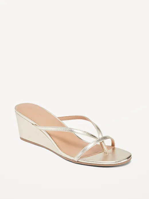 Faux-Leather Wedge Thong Sandals. Image via Old Navy.