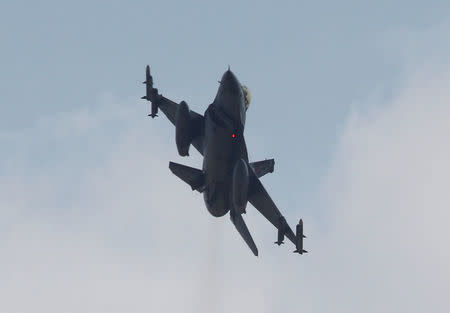 A Turkish F-16 fighter jet takes off from Incirlik airbase in the southern city of Adana, Turkey, July 27, 2015. REUTERS/Murad Sezer/File Photo