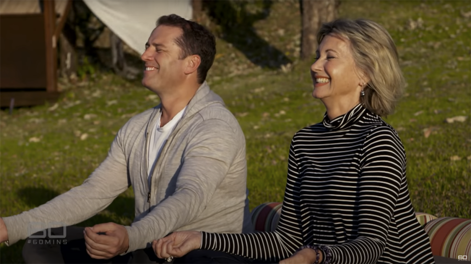 Karl Stefanovic and Olivia Newton-John meditate