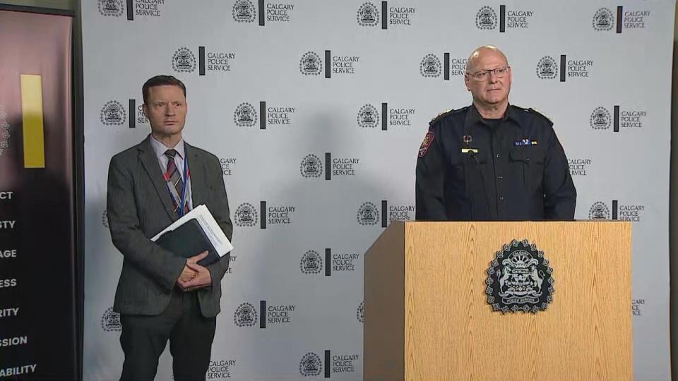 Calgary police and the City of Calgary held a press conference on Thursday afternoon to address the police emergency call-taker that has been charged. (James Young/CBC - image credit)