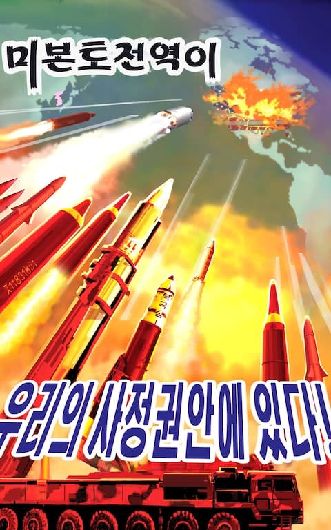 It says: "Entire region of the state is now within range of our missiles!" - Credit:  KCNA/Reuters