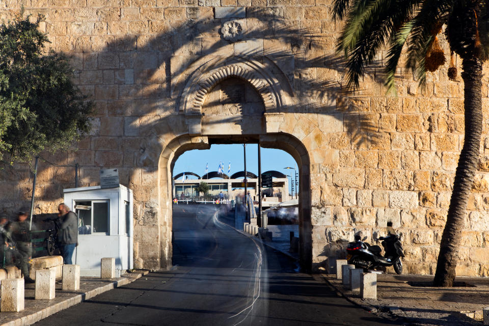 Streaks of light are seen in a general view picture of Dung Gate in Jerusalem's Old City. (Photo: Nir Elias/Reuters)