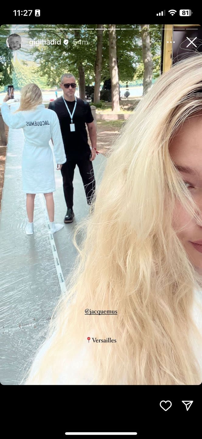 gigi hadid's jacquemus behind the scenes instagrams