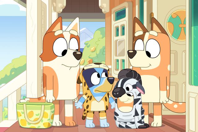 <p>Ludo Studio/Disney Junior</p> Rose Byrne voiced Brandy (left) in the 'Bluey' season 3 episode 'Onesies'