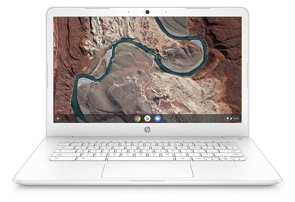 The HP Chromebook 14 comes in three colors: white, blue and gray. (Photo: Walmart)