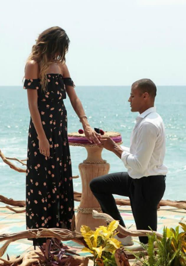 His last appearance on Bachelor in Paradise US saw him down on one knee, let's hope he can find love again. Source: ABC