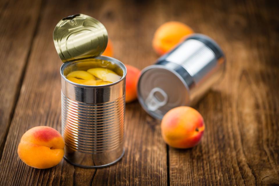 1) Fruit canned in syrup